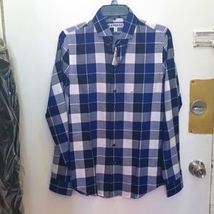NWT Express plaid extra small button-up shirt🔵⚫️⚪️